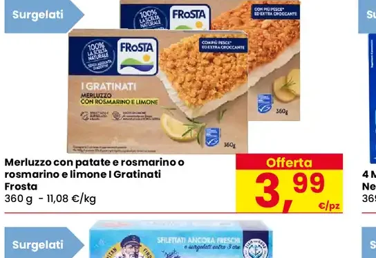 Merluzzo con patate e rosmarino o rosmarino e limone I Gratinati Frosta