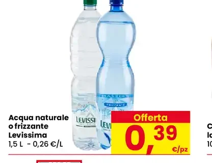 Acqua naturale o frizzante Levissima