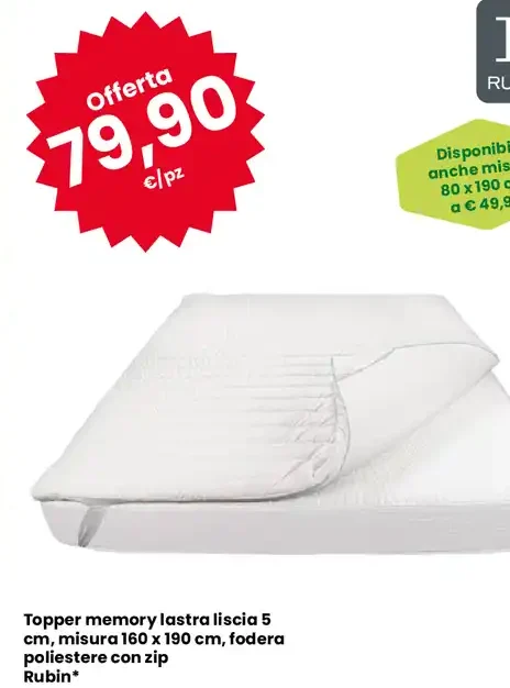 Topper memory lastra liscia