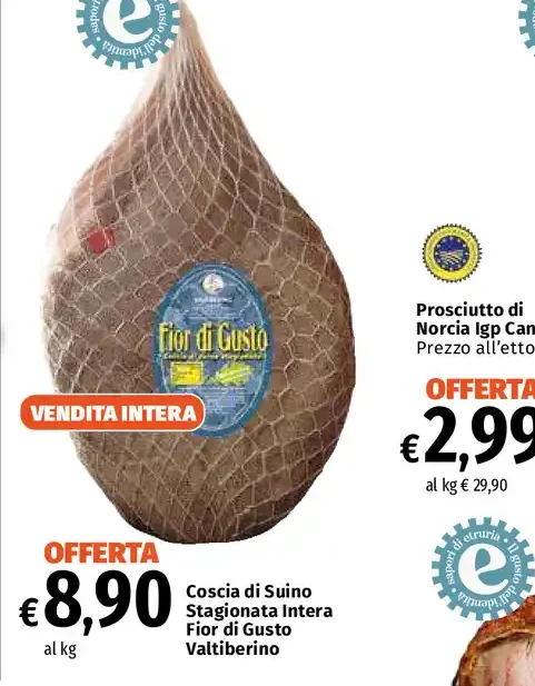 Coscia di suino stagionata intera