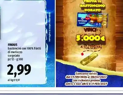 Bastoncini con 100% filetti di merluzzo