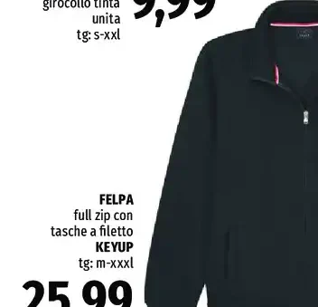Felpa full zip con tasche a filetto