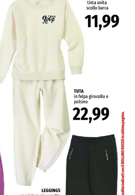 Tuta in felpa girocollo e polsino