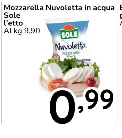 Mozzarella Nuvoletta in acqua Sole l'etto