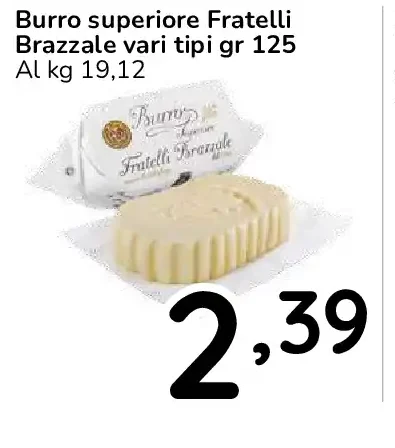 Burro superiore Fratelli Brazzale vari tipi gr 125