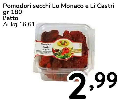 Pomodori secchi Lo Monaco e Li Castri gr 180 l'etto