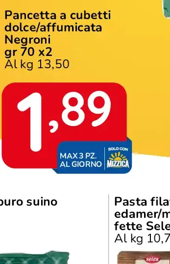 Pancetta a cubetti dolce o affumicata