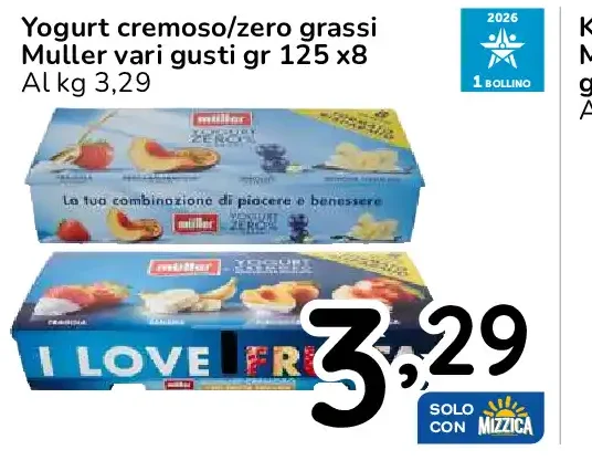 Yogurt cremoso/zero grassi Müller