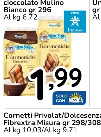 Fisarmoniche cereali/cioccolato Mulino Bianco