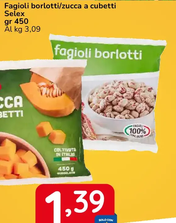 Fagioli borlotti/zucca a cubetti