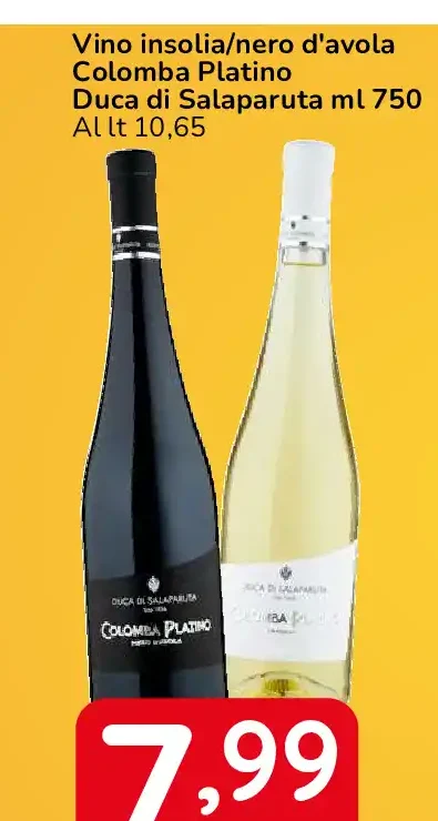 Vino insolia/nero d'avola Colomba Platino Duca di Salaparuta