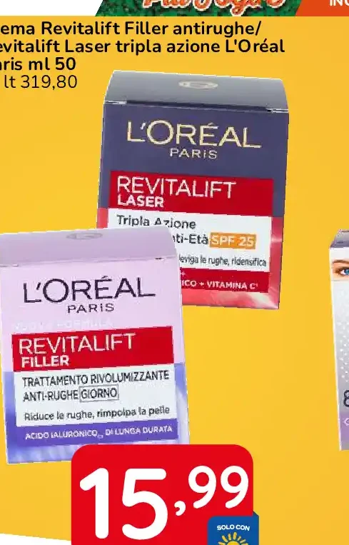 Crema Revitalift Filler antirughe/Revitalift Laser tripla azione L'Oréal Paris