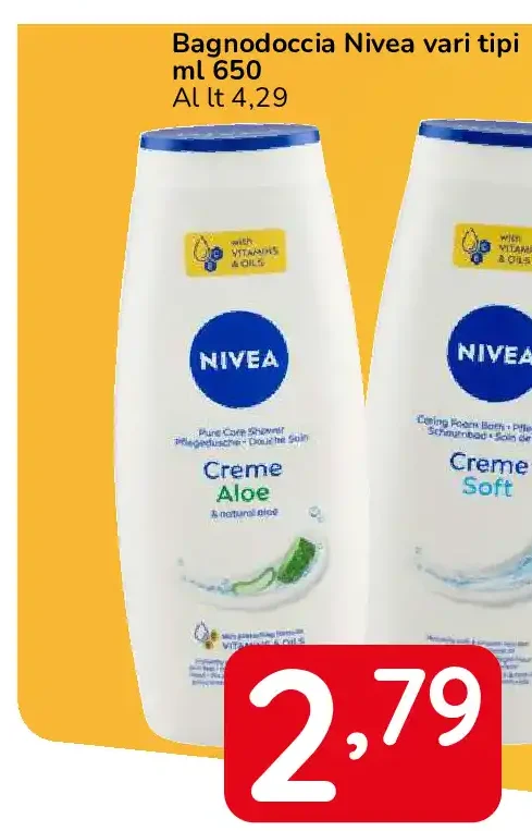 Bagnodoccia Nivea vari tipi
