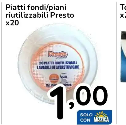 Piatti fondi/piani riutilizzabili Presto