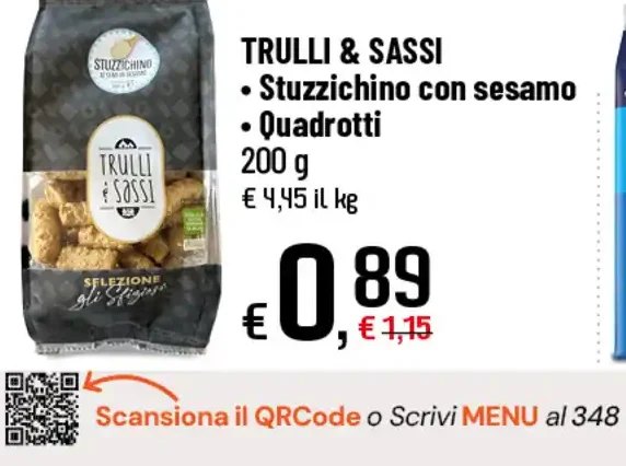 Stuzzichino con sesamo o quadrotti