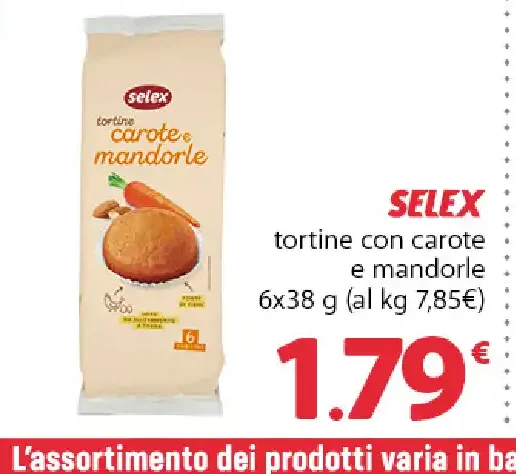 Tortine con carote e mandorle Selex