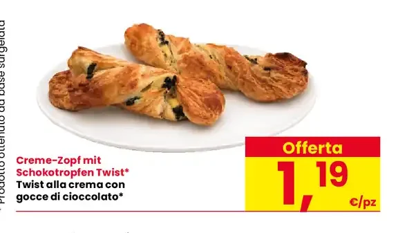 Girella alla crema con gocce di cioccolato
