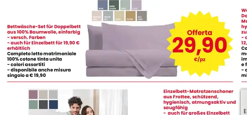 Completo letto matrimoniale 100% cotone