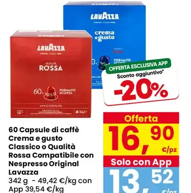 Capsule di caffè Crema e gusto Classico o Qualità Rossa