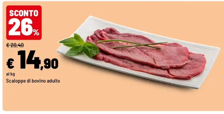 Scaloppe di bovino adulto