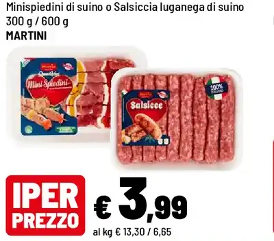 Minispiedini o salsiccia luganega di suino