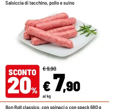 Salsiccia di tacchino, pollo e suino