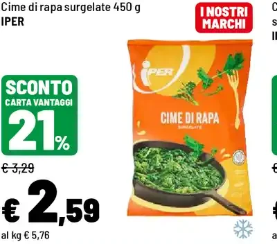 Cime di rapa surgelate