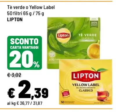 Tè verde o Yellow Label