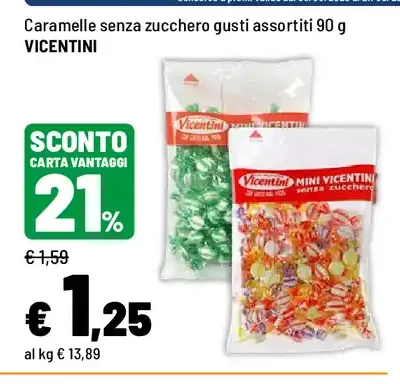 Caramelle senza zucchero gusti assortiti