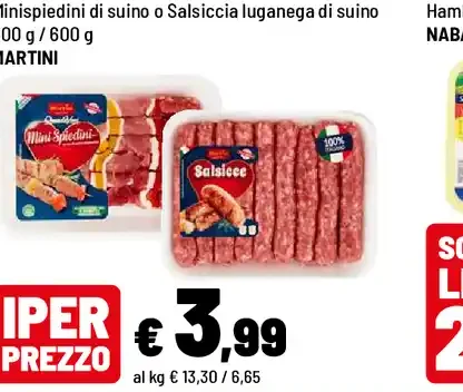 Minispiedini o salsiccia luganega di suino