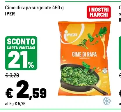 Cime di rapa surgelate