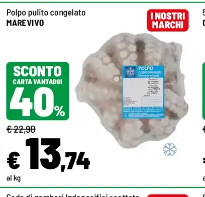 Polpo pulito congelato