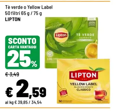 Tè verde o Yellow Label