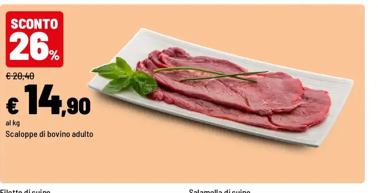Scaloppe di bovino adulto