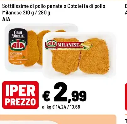 Sottilissime di pollo panate o cotoletta di pollo milanese