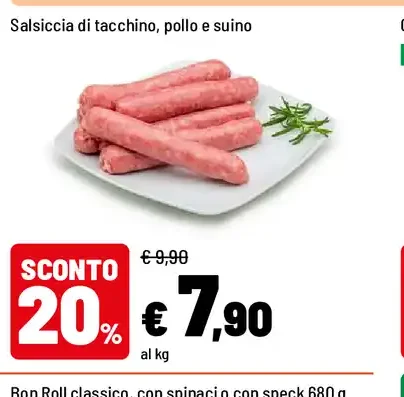Salsiccia di tacchino, pollo e suino
