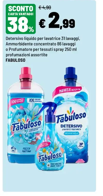 Detersivo liquido per lavatrice, ammorbidente o profumatore