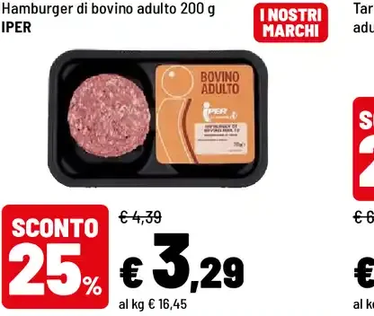 Hamburger di bovino adulto