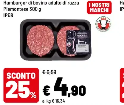 Hamburger di bovino adulto di razza piemontese