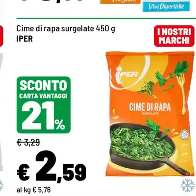 Cime di rapa surgelate