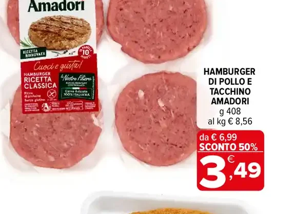Hamburger di pollo e tacchino Amadori