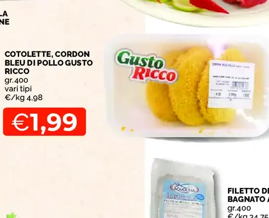 Costolette cordon bleu di pollo gusto ricco