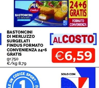 Bastoncini di Merluzzo Surgelati Findus Formato Convenienza 24+6 Gratis