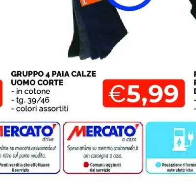 Gruppo 4 paia calze uomo corte