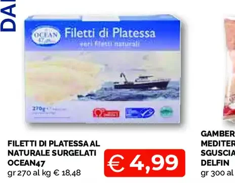 Filetti di platessa al naturale surgelati Ocean47