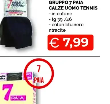 Gruppo 7 paia calze uomo tennis