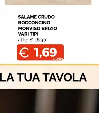 Salame crudo bocconcino Monviso Brizio vari tipi