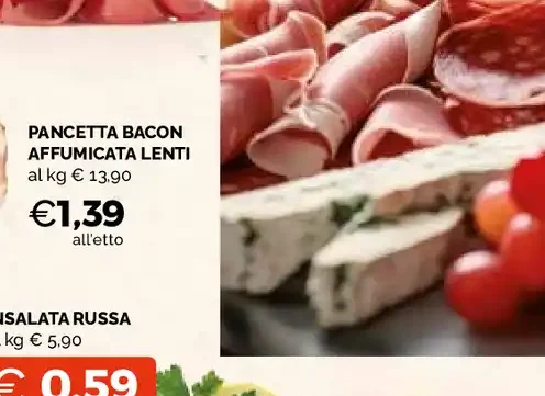 Pancetta bacon affumicata Lenti