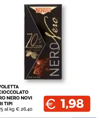 Tavoletta di cioccolato Nero Nero Novi vari tipi