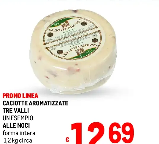 Caciotta aromatizzate Tre Valli alle noci